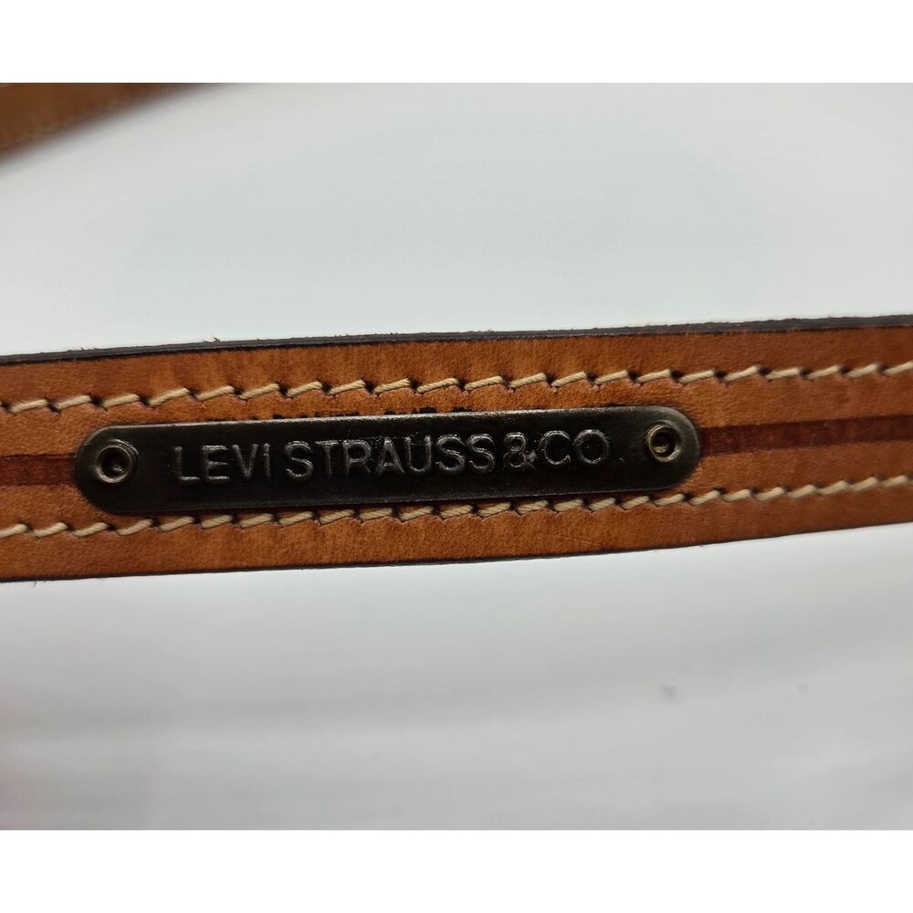 Vintage Brown and Tan Leather Levi Strauss Skinny Belt